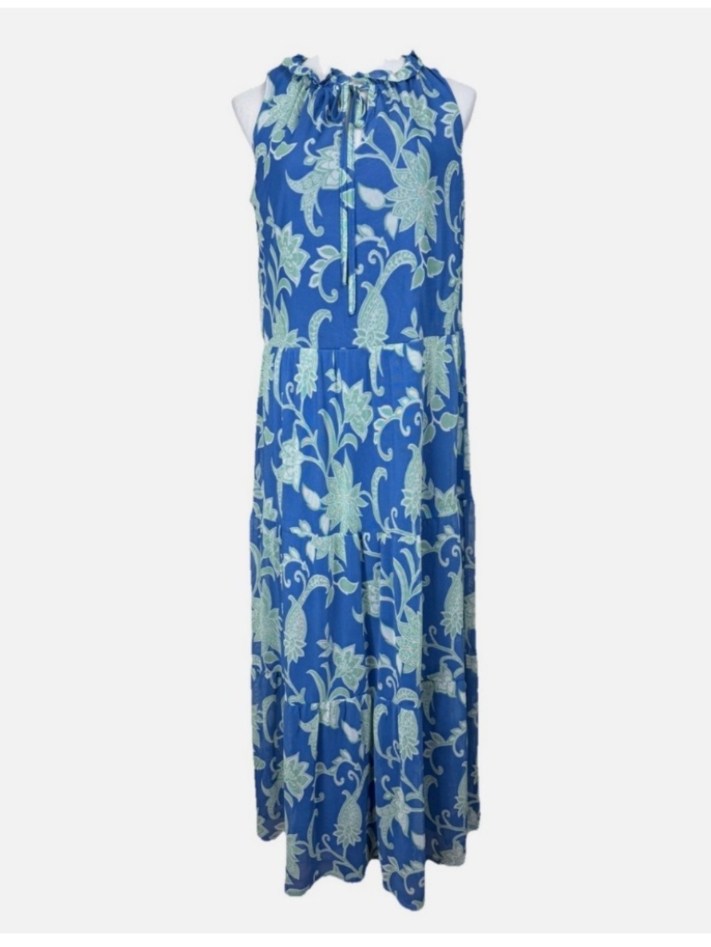 Harper 241- Blue & Green Floral Tiered Maxi Dress Size Large